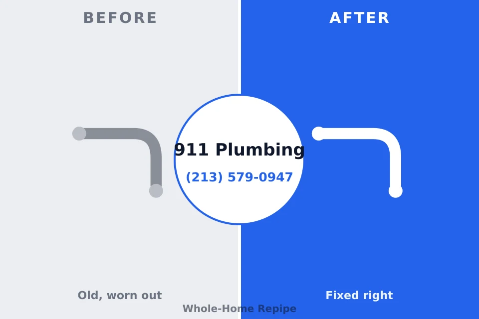 Before and after: plumbing repair Ecru, MS